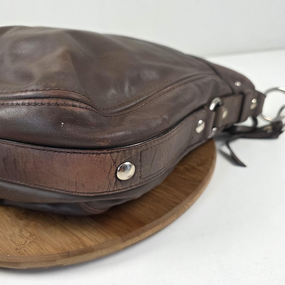 Coach Leather Shoulder Bag Womens Brown Hobo Zip Top Silver Hardware Style 14706 - Picture 6 of 16
